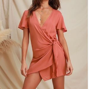 Lulu’s Vashti Rusty Rose Wrap Dress